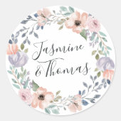 ダスティエレガントバラアンドピーチフローラリース結婚ズ ラウンドシール (正面)