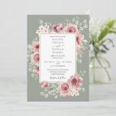 ダスティエレガントバラフローラセージグリーン結婚ズ 招待状 (スタンド正面)
