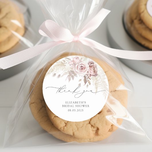 ダスティエレガントバラ赤面ブライダルシャワーありがとう ラウンドシール