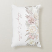 ダスティエレガントバラ&アイボリーホワイトフローラズ結婚 アクセントクッション (正面(垂直))