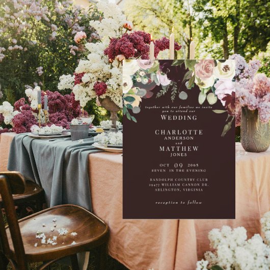 ダスティエレガントバラ&ブルゴーニュ結婚ー 招待状