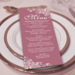 ダスティエレガントバラ&ホワイトフリリーコーナ結婚ーズ メニュー<br><div class="desc">この美しい埃っぽいバラやメイブピンク色のメニューはあなたの結婚式のレセプションにいくつかのスタイルを追加する。スクリプトシンプルレタリングと装飾的な白いカールと角の渦巻きエレガントと華美を持つ美しいデザインを備えている。カップルの名前と日付の宇宙があ結婚り、文字は完全にカスタマイズ可能である。上品スタイリッシュで上品なグラム、このメニューはあなたのお祝いに洗練と優雅さの空気を追加する。</div>