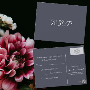 ダスティエレガントパープルパーティーの結婚応答RSVP ポストカード