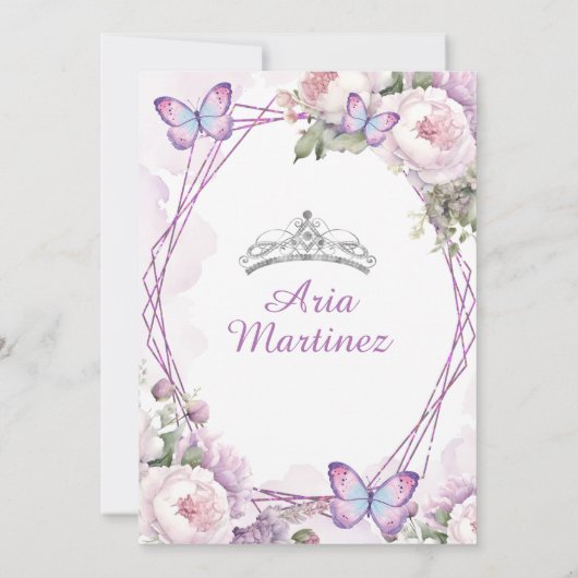 ダスティエレガントパープルフローラバタフライミンス 招待状 (裏面)
