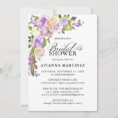 ダスティエレガントパープルフローラブライダルシャワー 招待状 (正面)