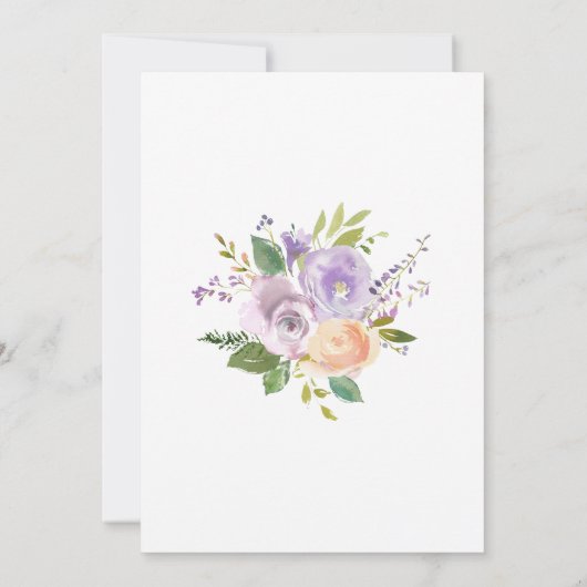 ダスティエレガントパープルフローラブライダルシャワー 招待状 (裏面)