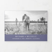 ダスティエレガントパープルフローラメイスンジャールレース結婚ズ 三つ折り招待状 (カバー)