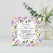 ダスティエレガントパープルホワイトフローラブライダルシャワー 招待状 (スタンド正面)