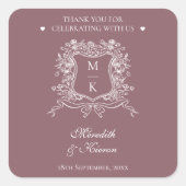 ダスティエレガントパープルヴィンテージクレストありがとう スクエアシール (正面)