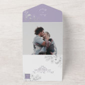 ダスティエレガントパープル結婚ズ オールインワン招待状 (外側)