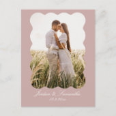 ダスティエレガントピンクウェディング日付ポストカードを保存 ポストカード (正面)