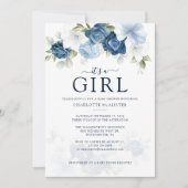 ダスティエレガントブモダンルフローラガールベビーシャワー 招待状 (正面)