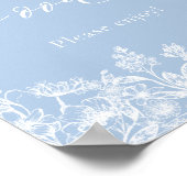 ダスティエレガントブモダンル・ブルー・ワイルドフローラル食品の看板 ポスター (角)