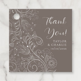 ダスティエレガントブラウンフローラ結婚の感謝 フェイバータグ