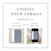 ダスティエレガントブルモダンブルー・クロス・バプテスマ 招待状