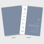 ダスティエレガントブルモダンブルー・クロス・バプテスマ 招待状