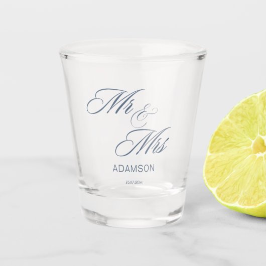ダスティエレガントブルーのミスター&ミセス ショットグラス (正面)