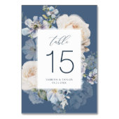 ダスティエレガントブルークリームバラロマンチック結婚ズ テーブルナンバー (裏面)