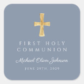 ダスティエレガントブルークロスボーイファースト聖餐式 スクエアシール (正面)