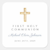 ダスティエレガントブルークロスボーイファースト聖餐式 スクエアシール (正面)