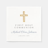 ダスティエレガントブルークロスボーイファースト聖餐式 スタンダードカクテルナプキン (正面)