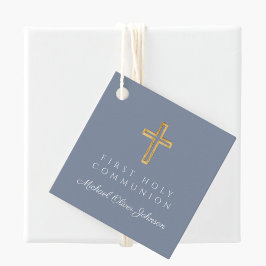 ダスティエレガントブルークロスボーイファースト聖餐式 フェイバータグ