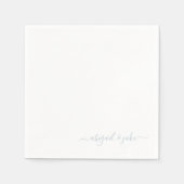 ダスティエレガントブルースクリプトカップルの名結婚前 スタンダードカクテルナプキン (正面)