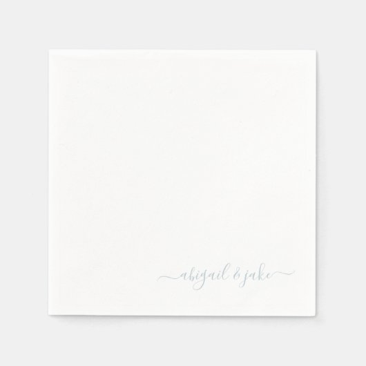 ダスティエレガントブルースクリプトカップルの名結婚前 スタンダードカクテルナプキン (正面)