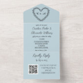 ダスティエレガントブルースクリプトユニークRSVP QRコード オールインワン招待状 (内側)