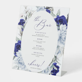 ダスティエレガントブルーネイビーフローラザバー結婚 台座サイン