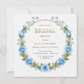 ダスティエレガントブルーバラとベビーの呼吸 招待状 (正面)