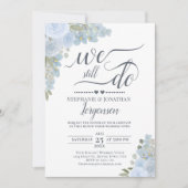 ダスティエレガントブルーバラ我々はまだ誓いを更新する 招待状 (正面)