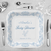 ダスティエレガントブルーバロック映画の赤ちゃんシャワー ペーパープレート