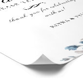 ダスティエレガントブルーフローラの結婚好意のサイン ポスター (角)