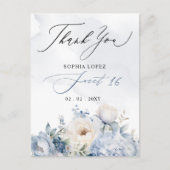ダスティエレガントブルーフローラスウィート16ありがとう ポストカード (正面)