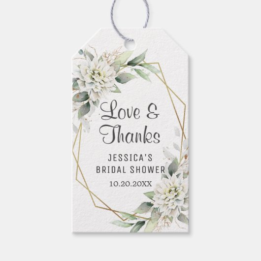 ダスティエレガントブルーフローラブライダルシャワーありがとう ギフトタグ (正面)