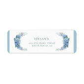 ダスティエレガントブルーフローラブライダルシャワーアドレス ラベル (正面)