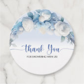 ダスティエレガントブルーフローラベイビーシャワーありがとう フェイバータグ (正面)