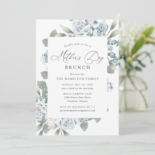 ダスティエレガントブルーフローラマザーズデイブランチ 招待状 (スタンド正面)