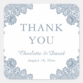 ダスティエレガントブルーフローラレース結婚の感謝 スクエアシール (正面)