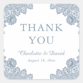 ダスティエレガントブルーフローラレース結婚の感謝 スクエアシール