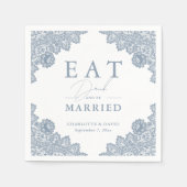 ダスティエレガントブルーフローラレース結婚ズ スタンダードカクテルナプキン (正面)