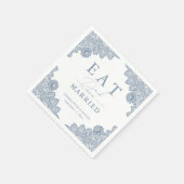 ダスティエレガントブルーフローラレース結婚ズ スタンダードカクテルナプキン (角)