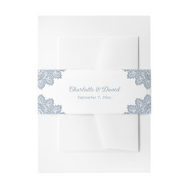 ダスティエレガントブルーフローラレース結婚ズ 招待状ベリーバンド