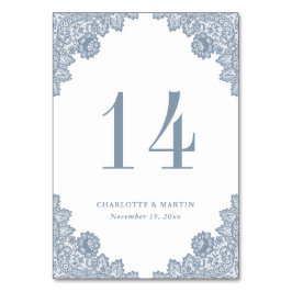 ダスティエレガントブルーフローラレー結婚スズ テーブルナンバー