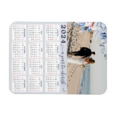 ダスティエレガントブルーフローラ写真2024年カレンダー マグネット (横)