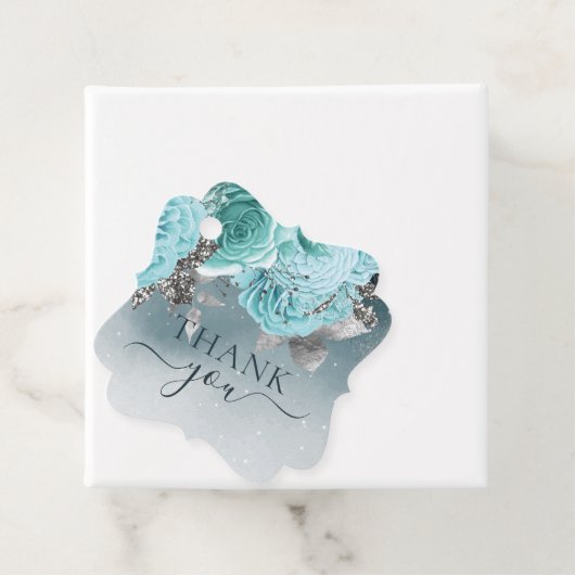 ダスティエレガントブルーフローラ結婚ズ・サンキュー フェイバータグ (インサイチュ)