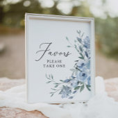 ダスティエレガントブルーフローラ結婚式の引き出物標識 ポスター