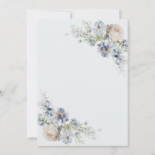 ダスティエレガントブルーフローラ25結婚周年 招待状 (裏面)