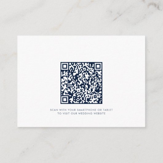 ダスティエレガントブルーフローラQRコードの結婚詳細 エンクロージャーカード (裏面)